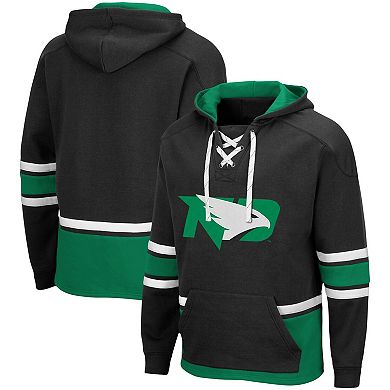 Men's Colosseum Black North Dakota Lace Up 3.0 Pullover Hoodie