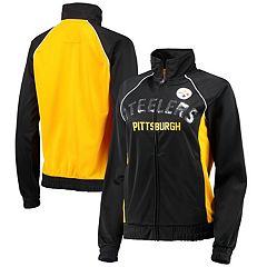 Women's G-III 4Her by Carl Banks Black Pittsburgh Steelers Field Goal Fleece  Full-Zip Jacket