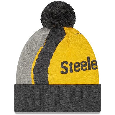 Men's New Era Graphite Pittsburgh Steelers Logo Whiz Redux Cuffed Knit Hat