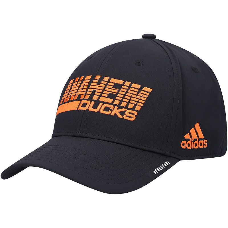 Mens adidas Black Anaheim Ducks 2021 Locker Room AEROREADY Flex Hat, Size:
