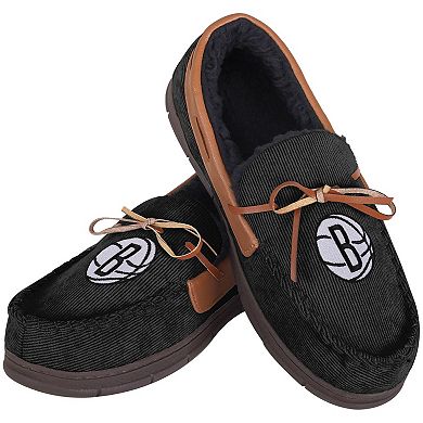 Men's FOCO Brooklyn Nets Corduroy Moccasin Slippers
