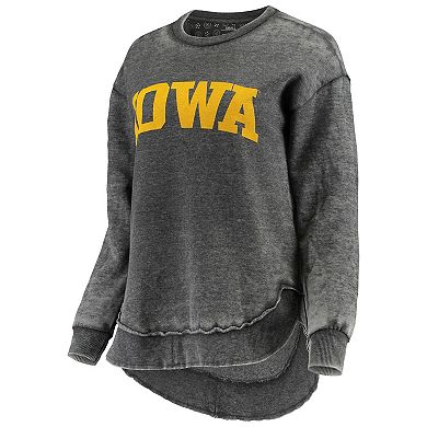 Women's Pressbox Black Iowa Hawkeyes Vintage Wash Pullover Sweatshirt