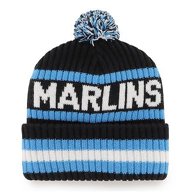 Men's '47 Black Miami Marlins Bering Cuffed Knit Hat with Pom