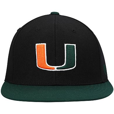 Men's Top of the World Black/Green Miami Hurricanes Team Color Two-Tone Fitted Hat