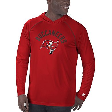 Men's Starter Red Tampa Bay Buccaneers Raglan Long Sleeve Hoodie T-Shirt