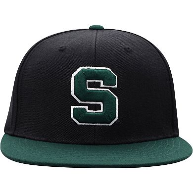 Men's Top of the World Black/Green Michigan State Spartans Team Color Two-Tone Fitted Hat