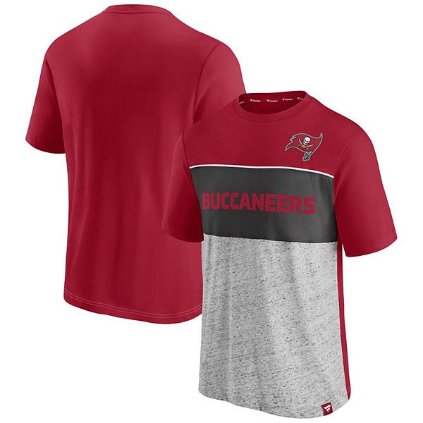 Men's Fanatics Branded Red/Heathered Gray Tampa Bay Buccaneers Colorblock T- Shirt