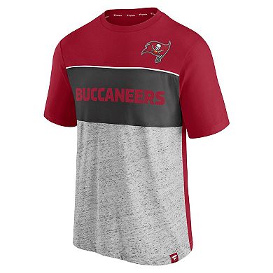 Men's Fanatics Branded Red/Heathered Gray Tampa Bay Buccaneers Colorblock T-Shirt