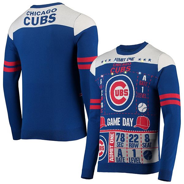 Men's FOCO Royal Chicago Cubs Ticket Light-Up Ugly Sweater