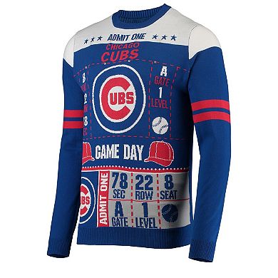 Men's FOCO Royal Chicago Cubs Ticket Light-Up Ugly Sweater