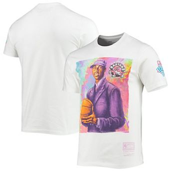 Men's Mitchell & Ness Tracy McGrady White Toronto Raptors Hardwood Classics Draft Day Colorwash T-Shirt
