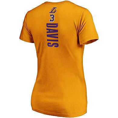 Women's Fanatics Branded Anthony Davis Gold Los Angeles Lakers Team Playmaker Name & Number V-Neck T-Shirt