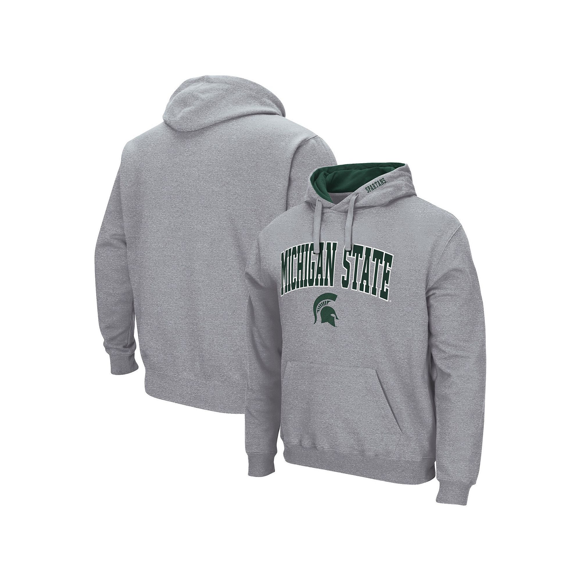 Mens Colosseum Heather Gray Michigan State Spartans Arch & Logo 3.0 Pullov