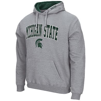 Men's Colosseum Heather Gray Michigan State Spartans Arch & Logo 3.0 Pullover Hoodie