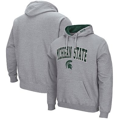 Men's Colosseum Heather Gray Michigan State Spartans Arch & Logo 3.0 Pullover Hoodie