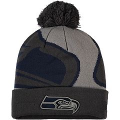 Youth College Navy/Neon Green Seattle Seahawks Jacquard Tassel Knit Hat  with Pom