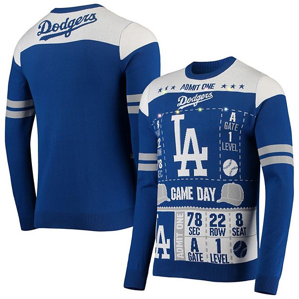 Men's Los Angeles Dodgers Klew Gray Exclusive Slogan Ugly Sweater