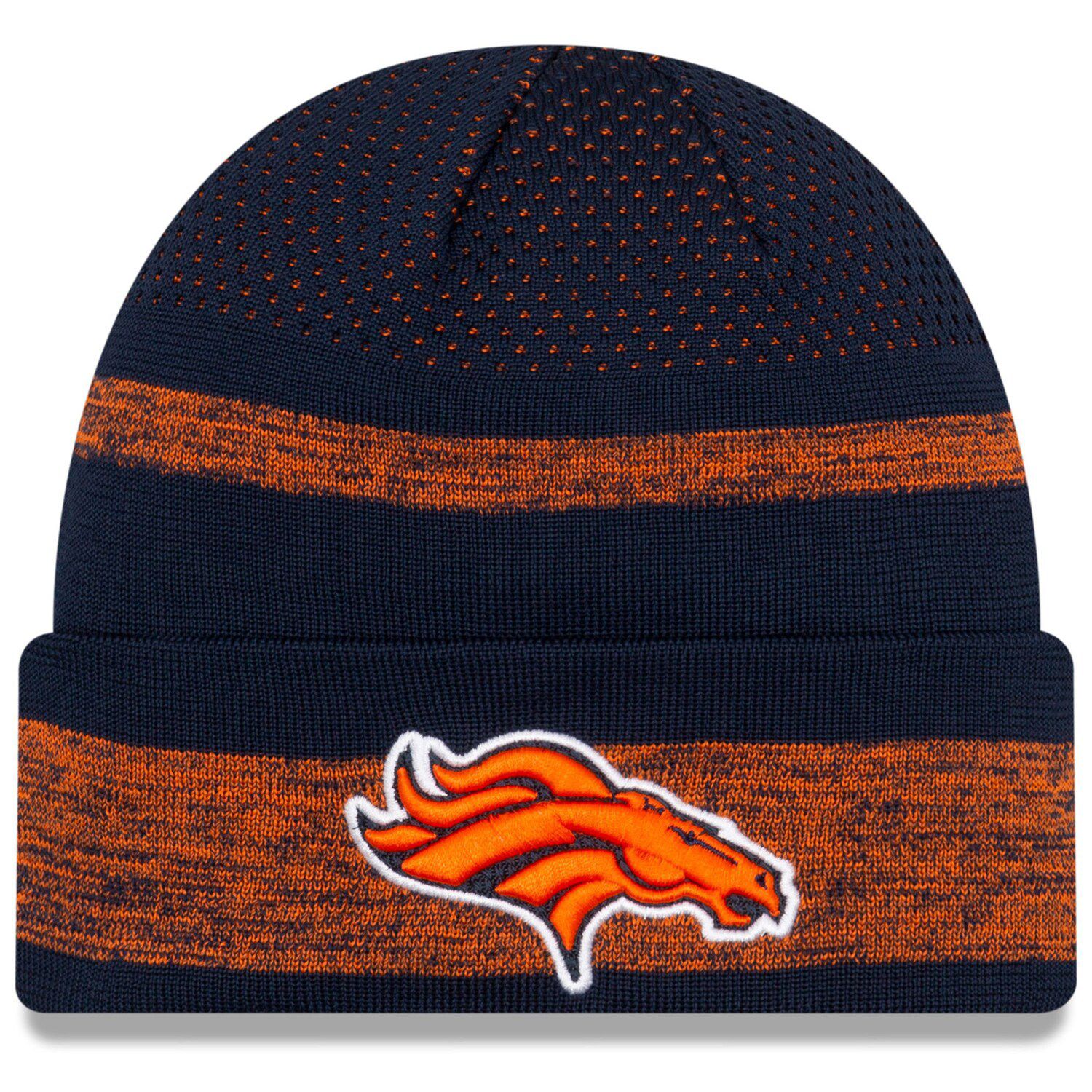 Men's Chicago Bears New Era Navy/Orange 2021 NFL Sideline Sport Official Pom Cuffed Knit Hat