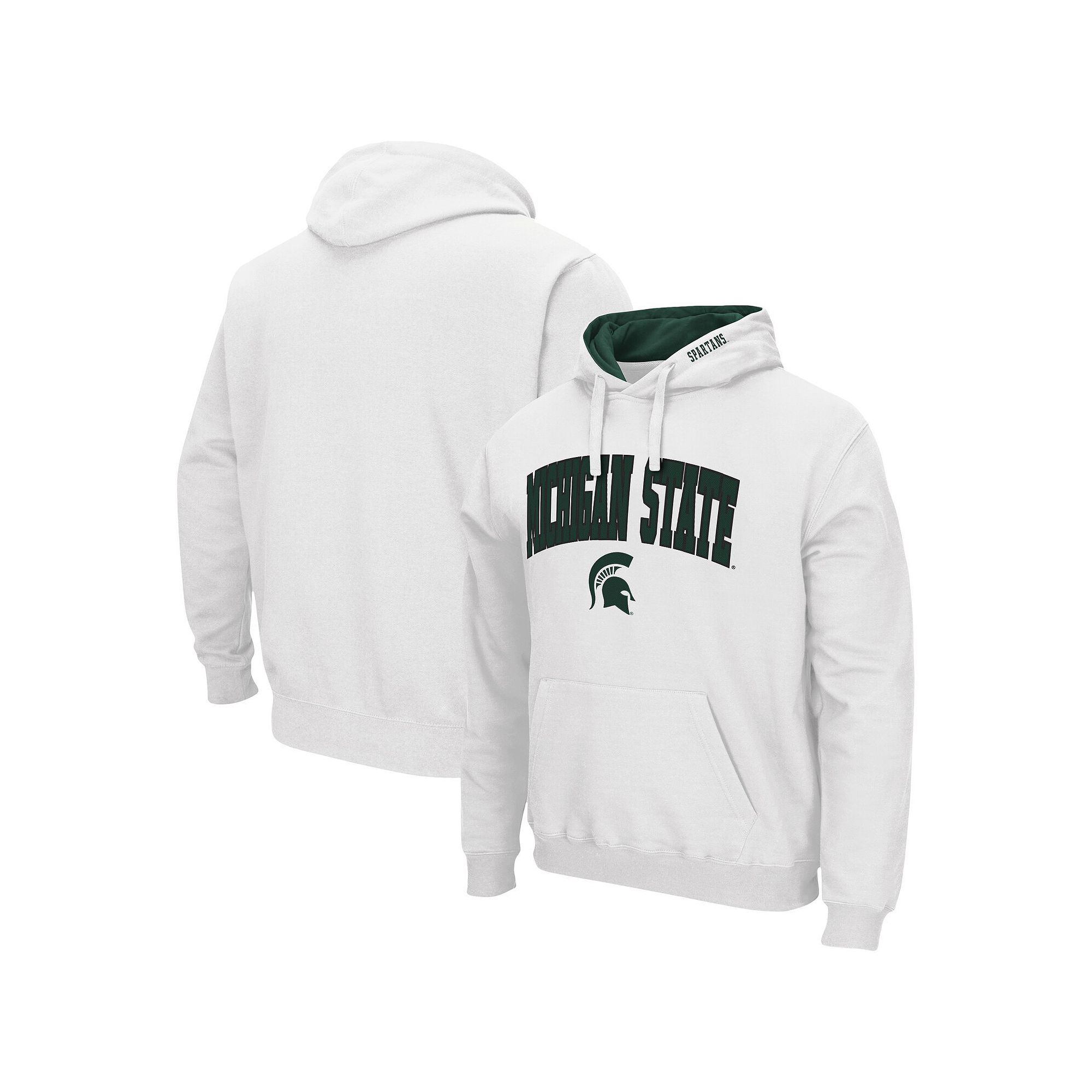 Mens Colosseum White Michigan State Spartans Arch & Logo 3.0 Pullover Hood