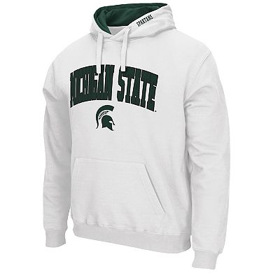 Men's Colosseum White Michigan State Spartans Arch & Logo 3.0 Pullover Hoodie