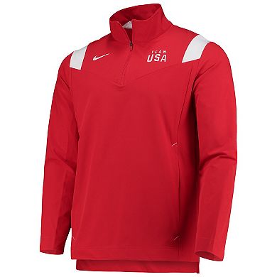 Men's Nike Red Team USA On-Field Quarter-Zip Jacket