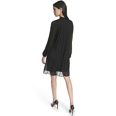Women's Harper Rose Tie Neck Pleated Shift Dress, Size: 10, Black