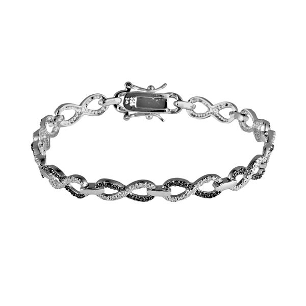 Sterling Silver 1/4-ct. T.W. Black and White Diamond Infinity Bracelet