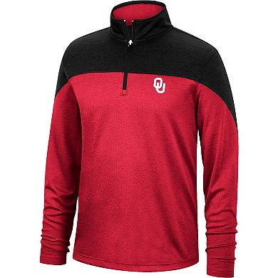 Men's Top of the World Crimson/Heathered Black Oklahoma Sooners Textured Color Block Quarter-Zip Top