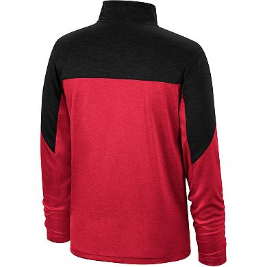 Men's Top of the World Crimson/Heathered Black Oklahoma Sooners Textured Color Block Quarter-Zip Top