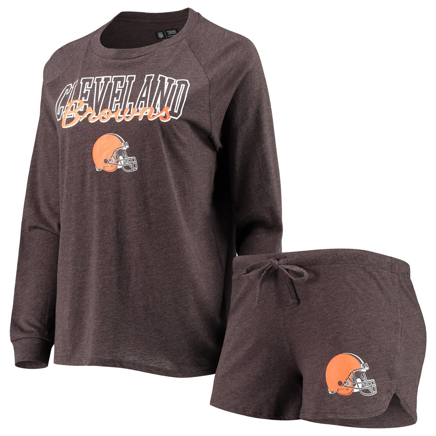 Cleveland Browns Fanatics Branded Women's Plus Size Measure Distance Scoop  Neck Long Sleeve T-Shirt - Brown