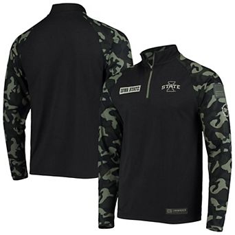 Men's Colosseum Black/Camo Iowa State Cyclones OHT Military Appreciation Take Flight Raglan Quarter-Zip Jacket