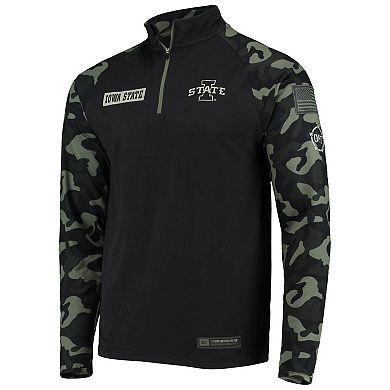 Men's Colosseum Black/Camo Iowa State Cyclones OHT Military Appreciation Take Flight Raglan Quarter-Zip Jacket