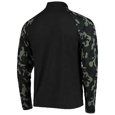 Men's Colosseum Black/Camo Iowa State Cyclones OHT Military Appreciation Take Flight Raglan Quarter-Zip Jacket