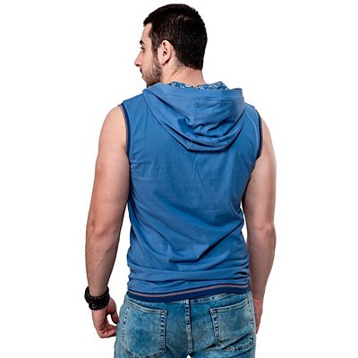 Blue Mens Sleeveless Hoodie