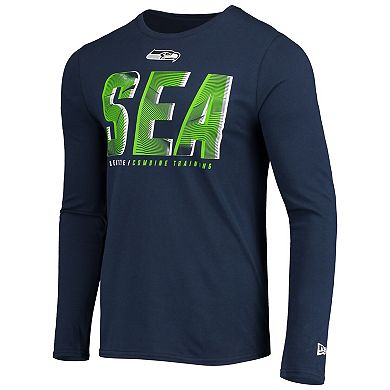 Men's New Era College Navy Seattle Seahawks Combine Authentic Static Abbreviation Long Sleeve T-Shirt