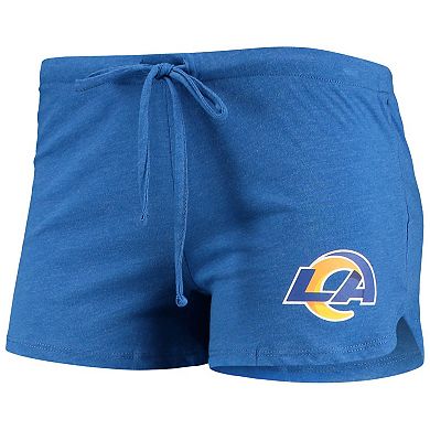 Women's Concepts Sport Royal Los Angeles Rams Meter Knit Long Sleeve Raglan Top & Shorts Sleep Set