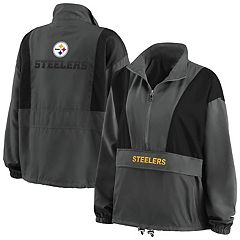 Men's Starter Black Pittsburgh Steelers Big Joe Plaid Full-Zip Hoodie Jacket Size: Large