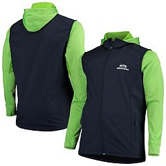 Locker Room Seattle Seahawks Throwback Navy and Neon Green Satin Jacket