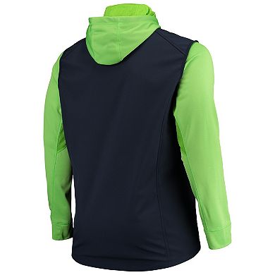 Men's Dunbrooke College Navy/Neon Green Seattle Seahawks Big & Tall Alpha Full-Zip Hoodie Jacket