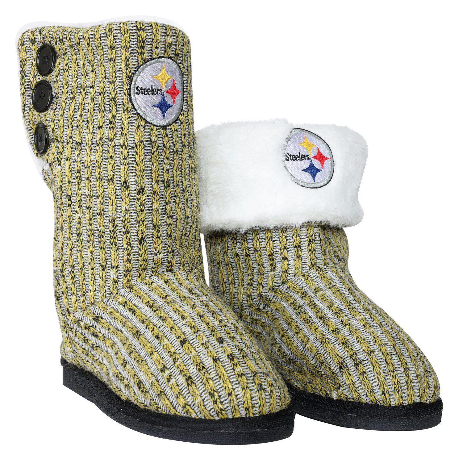 NFL, Shoes, Steelers Faux Fur Lined Boots Sz 9 Womens Pittsburgh Nfl  Black Rhinestone