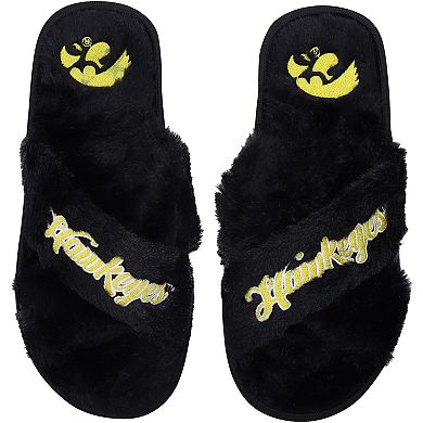 Women's FOCO Iowa Hawkeyes Script Cross Slide Slippers