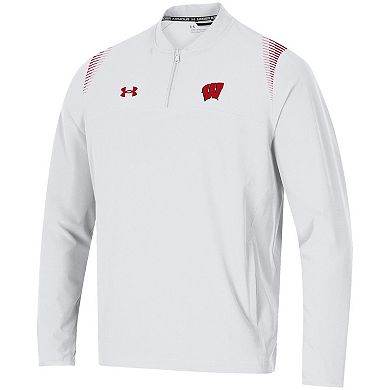 Men's Under Armour White Wisconsin Badgers 2021 Sideline Motivate Quarter-Zip Jacket