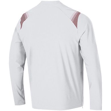 Men's Under Armour White Wisconsin Badgers 2021 Sideline Motivate Quarter-Zip Jacket