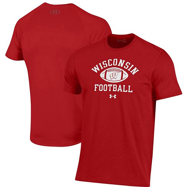 Men's Under Armour Red Wisconsin Badgers Football Practice T-Shirt