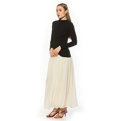 white ruffle maxi dress long sleeve Lanvin - Long Charmeuse Ruffle Dress For Women - Off White