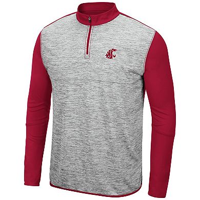 Men's Colosseum Heathered Gray/Crimson Washington State Cougars Prospect Quarter-Zip Jacket
