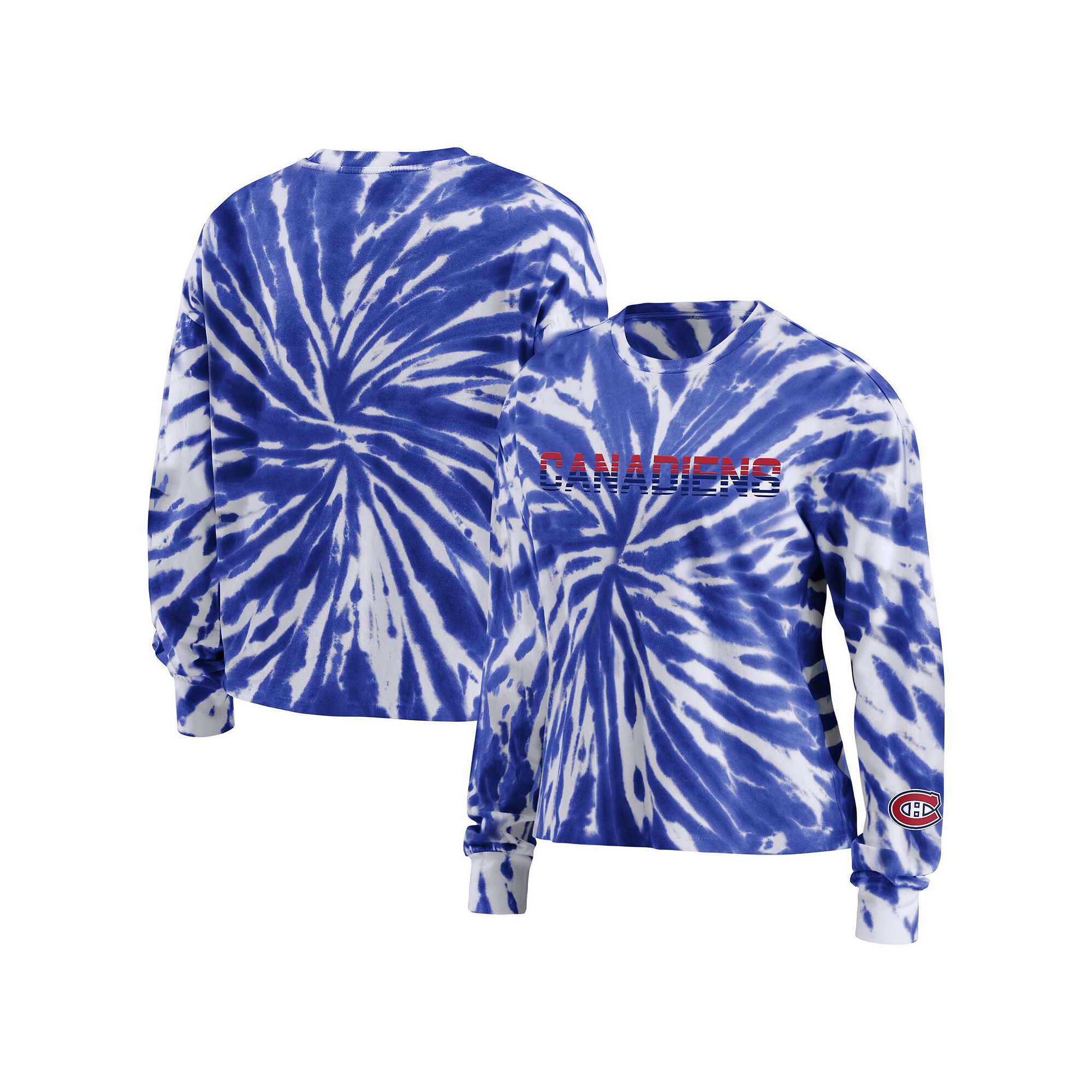Womens WEAR by Erin Andrews Navy Montreal Canadiens Tie-Dye Long Sleeve T-
