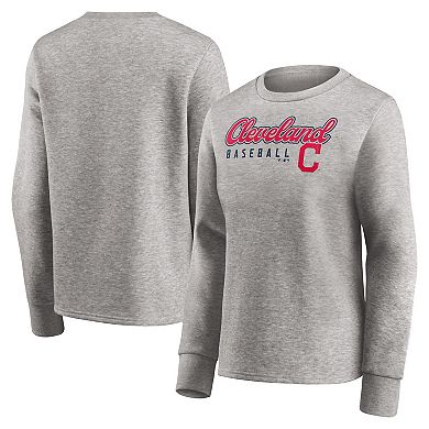 Women's Fanatics Branded Heathered Gray Cleveland Indians Crew Pullover Sweater