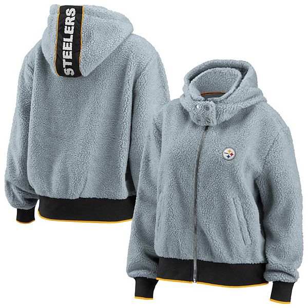 Lids Pittsburgh Steelers WEAR by Erin Andrews Women's Plus Full-Zip Hoodie  - Heather Gray