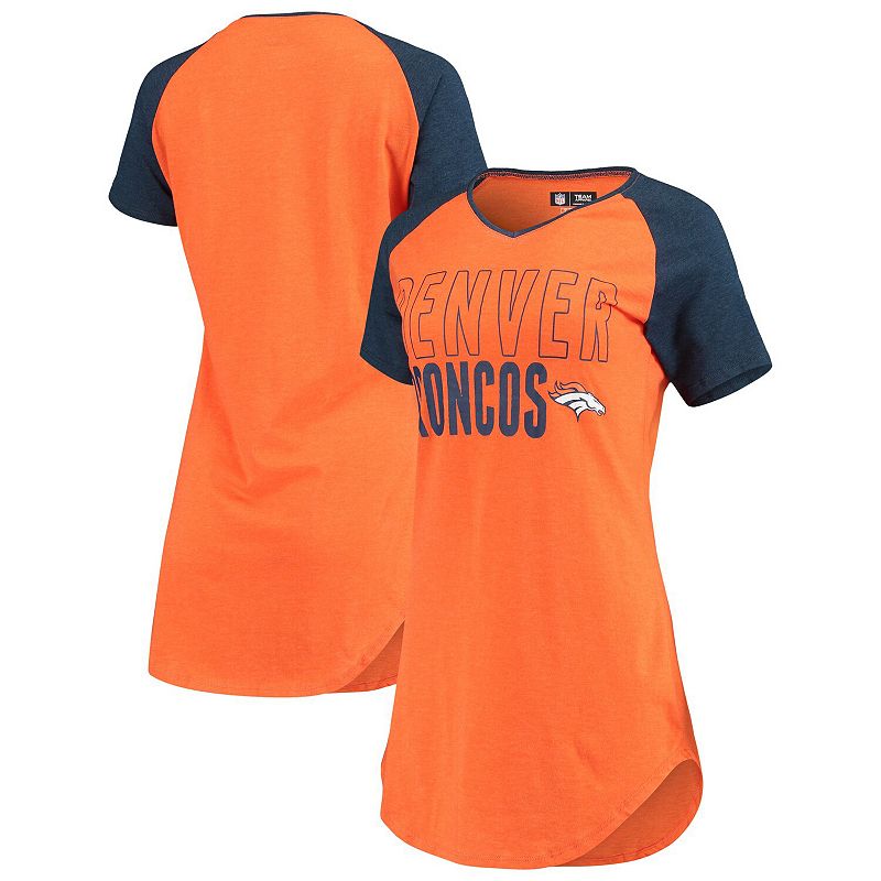 Womens Concepts Sport Orange/Heathered Navy Denver Broncos Meter Raglan V-